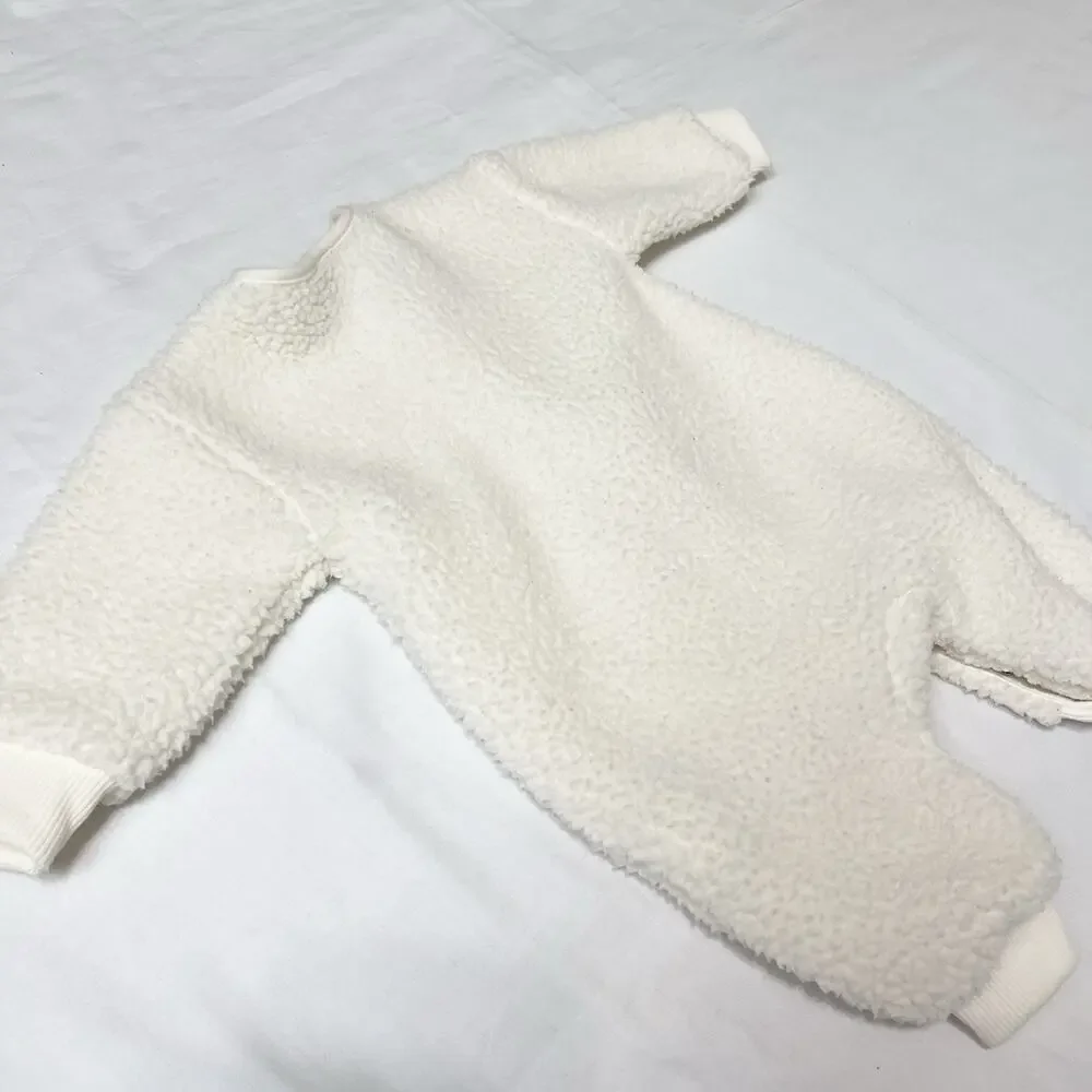 Old Navy Unisex Long-Sleeve Sherpa Button-Front‎ Bodysuit for Baby 0-3m White